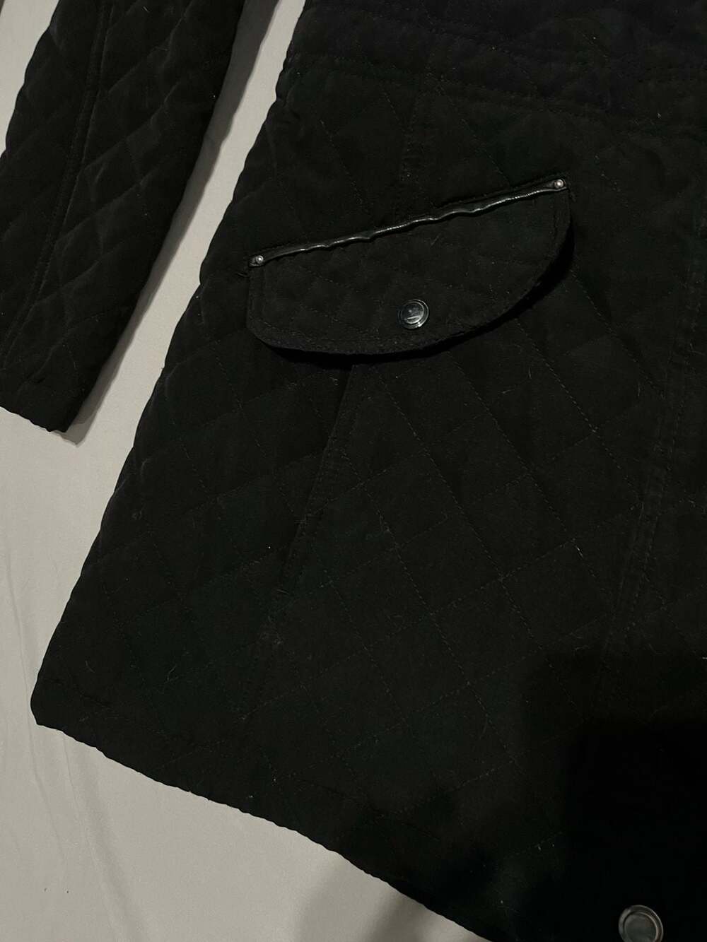 Laundry by Shelli Segal Quilted Hooded Coat Size L Black Faux Fur Lined - Picture 6 of 9